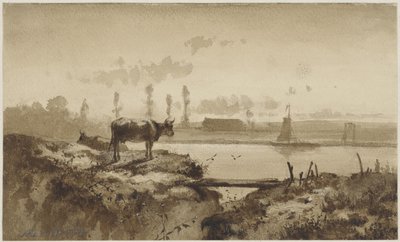 Paysage fluvial avec vache - Johannes Hubertus Leonardus de Haas