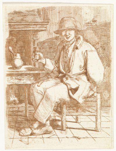 Homme riant avec un verre à la main - Johannes Huibert Prins