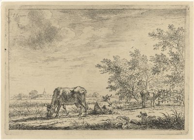 Trois vaches dans un pré - Johannes Janson