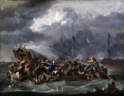 Une bataille navale entre chrétiens et turcs - Johannes Lingelbach