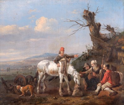 Paysage avec voyageurs se reposant - Johannes Lingelbach