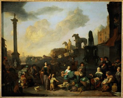 Le marché aux herbes a Rome - Le marché aux herbes à Rome ... - Johannes Lingelbach