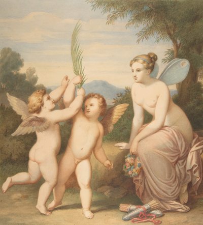Éros et Antéros avec Psyché les regardant, 1810-60 - Johannes Riepenhausen
