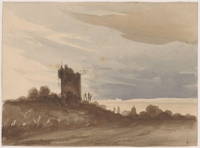 Paysage avec une tour en ruine - Johannes Tavenraat