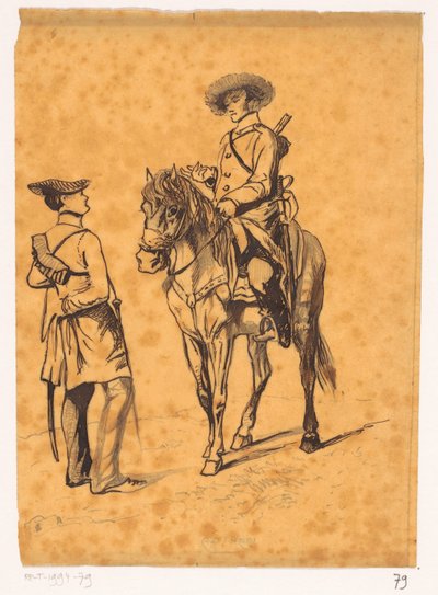 Officier à cheval parlant avec un soldat - Johannes Tavenraat