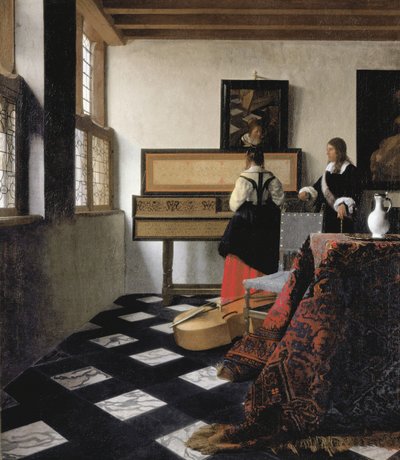 Dame au Virginal avec un gentleman, "La leçon de musique". - Johannes Vermeer