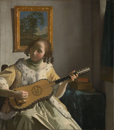 Jeune femme jouant de la guitare [1].
Titre(s) alternatif(s) :  

La joueuse de guitare[2]. - Johannes Vermeer