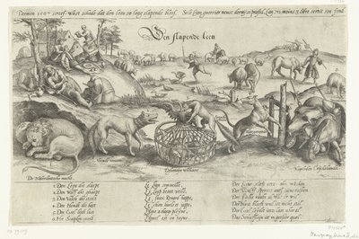 Le lion endormi, 1567 - Johannes Wierix (attributed to)