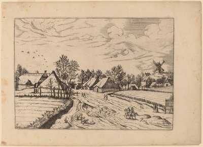 Village de campagne avec moulin à vent - Johannes and Lucas van Doetechum after Master of the Small Landscapes