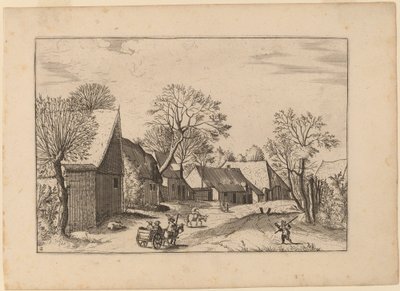 Fermes et hangar - Johannes and Lucas van Doetechum after Master of the Small Landscapes