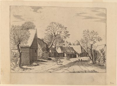 Fermes et hangar - Johannes and Lucas van Doetechum after Master of the Small Landscapes