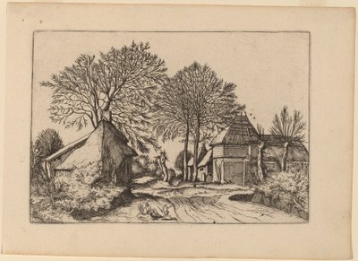 Route avec Grange et Cottages - Johannes and Lucas van Doetechum after Master of the Small Landscapes