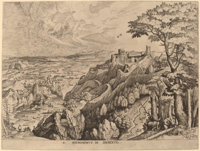 S. Hieronymus in Deserto (Saint Jérôme dans le désert) - Johannes and Lucas van Doetechum after Pieter Bruegel the Elder