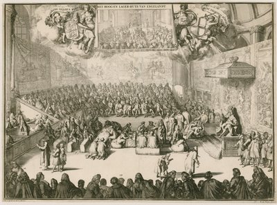 Une session à la Chambre des communes avec George II sur le trône - Johannes and Mortier, Cornelis Covens