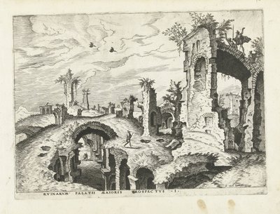 Vue des ruines sur le Palatin - Johannes of Lucas van Doetechum (attributed to)
