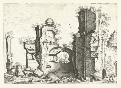 Vue sur des ruines, peut-être les Thermes de Caracalla - Johannes of Lucas van Doetechum (attributed to)