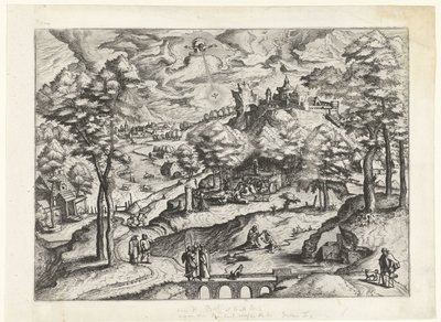 Paysage avec le baptême du Christ - Johannes of Lucas van Doetechum