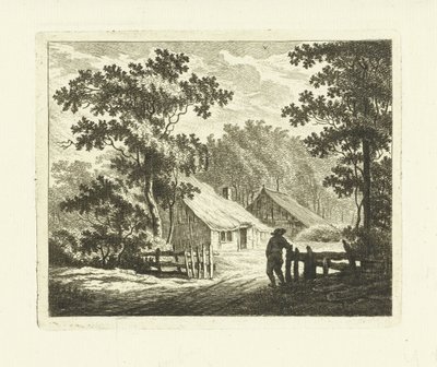 Paysage avec ferme et cour avec clôture - Johannes van Cuylenburgh
