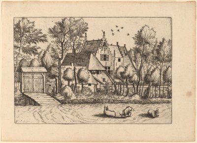 Maison de campagne avec un fossé - Johannes van Doetechum, the Elder and Lucas