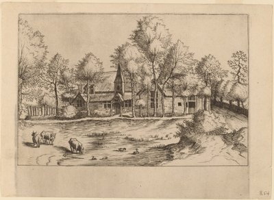 Village de campagne avec église - Johannes van Doetechum, the Elder and Lucas