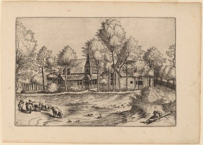 Village de campagne avec église - Johannes van Doetechum, the Elder and Lucas