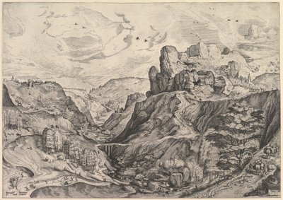 Paysage alpin avec une vallée profonde de The Large Landscapes, vers 1555-56 - Johannes van Doetecum I