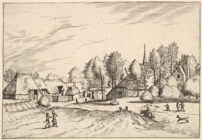 Village de campagne avec clocher d