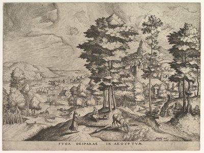 Fuite en Égypte Fuga deiparae in Aegyptum de La Grande Paysages, vers 1555-56 - Johannes van Doetecum I