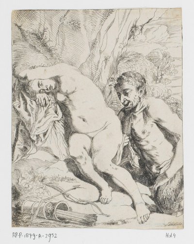 Nymphe endormie et satyre - Johannes van Seegen