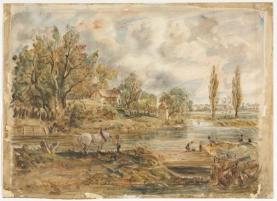 Le cheval blanc (aquarelle) - John (after) Constable