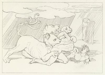 Cerbère, Enfer, Chant 6 (gravure) - John (after) Flaxman