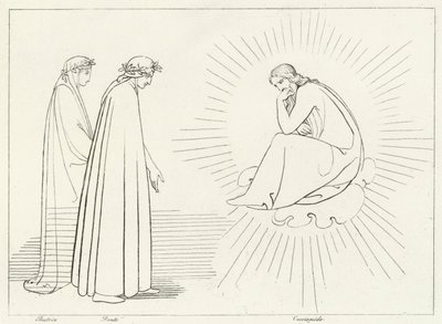 Dante discutant avec Cacciaguida, Paradis, Chant 17 (gravure) - John (after) Flaxman