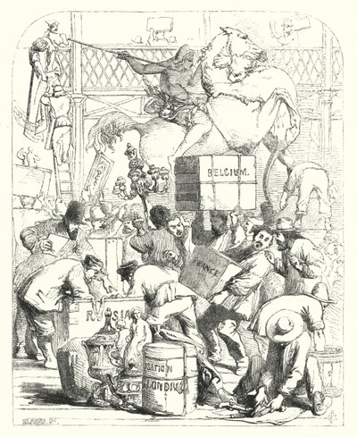 Arrivée des marchandises à exposer à la Grande Exposition de 1851, Crystal Palace, Hyde Park, Londres - John (after) Gilbert