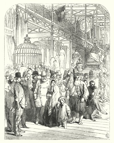 Exposants et visiteurs au Crystal Palace, Hyde Park, Londres, lieu de la Grande Exposition de 1851 - John (after) Gilbert