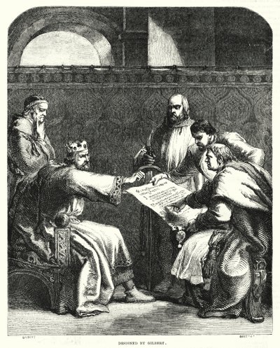Le roi Jean refusant de signer la Magna Carta à Oxford, en 1215 - John (after) Gilbert