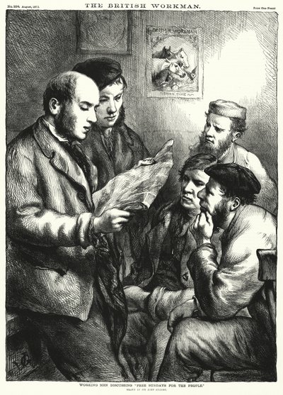 Ouvriers discutant "Dimanches Libres pour le Peuple" - John (after) Gilbert