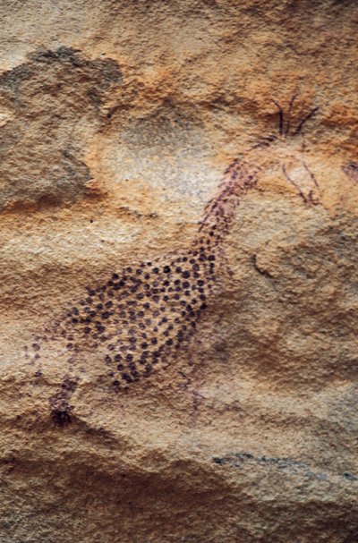 Girafe, peinture rupestre, période pastorale (4000-2500 avant J.-C.), Tassili n