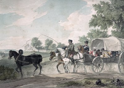 Wagon belge transportant des blessés du champ de bataille après la bataille de Waterloo, 1815 - John Augustus Atkinson