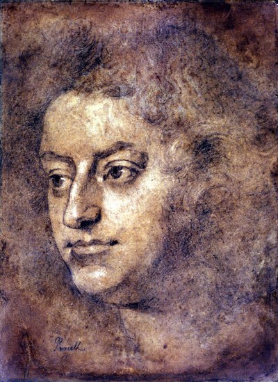 Portrait de Henry Purcell (1659 - 1695), compositeur anglais. Peinture attribuée à Sir John Closterman. Craie noire. 1695. Londres, National Portrait Gallery - John Baptiste Closterman