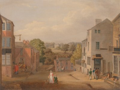 Scène de rue à Chorley, Lancashire, avec vue sur Chorley Hall - John Bird of Liverpool