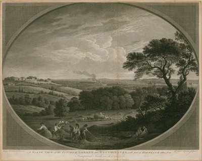 Vue nord des villes de Londres et Westminster avec une partie de Highgate - John Boydell