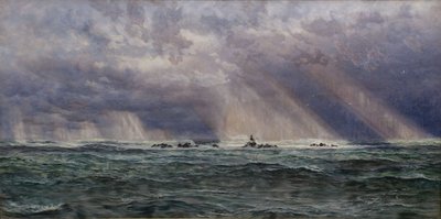 Coup de vent de nord-ouest au large du phare de Longships - John Brett