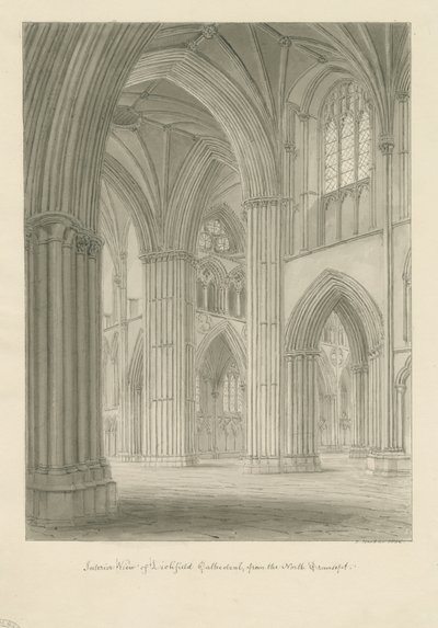 Intérieur de la cathédrale de Lichfield - Croisée du transept nord - John Buckler