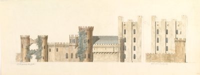 Aspects nord du château de Lea et aspect ouest de Wolverly, Cookly, Worcestershire, ca. 1816 - John Carter.