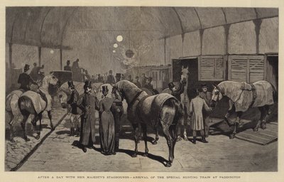 Après une journée avec les chiens de chasse de Sa Majesté, arrivée du train de chasse spécial à Paddington - John Charles Dollman
