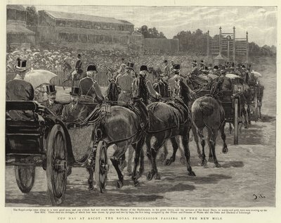 Jour de la Coupe à Ascot, le Cortège Royal passant par le Nouveau Mile - John Charlton