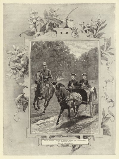 S.A.R. le prince Christian chevauchant avec ses filles dans le parc de Windsor - John Charlton