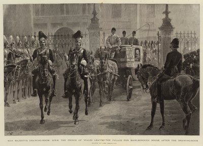 Le Salon de Dessin de Sa Majesté, S.A.R. le Prince de Galles quittant le Palais pour Marlborough House après le Salon de Dessin - John Charlton