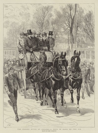 La rivière gelée à Oxford, un quatre-en-main sur la glace - John Charlton