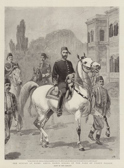 Le Sultan chez lui, Abdul Hamid chevauchant dans le Parc du Palais de Yildiz - John Charlton